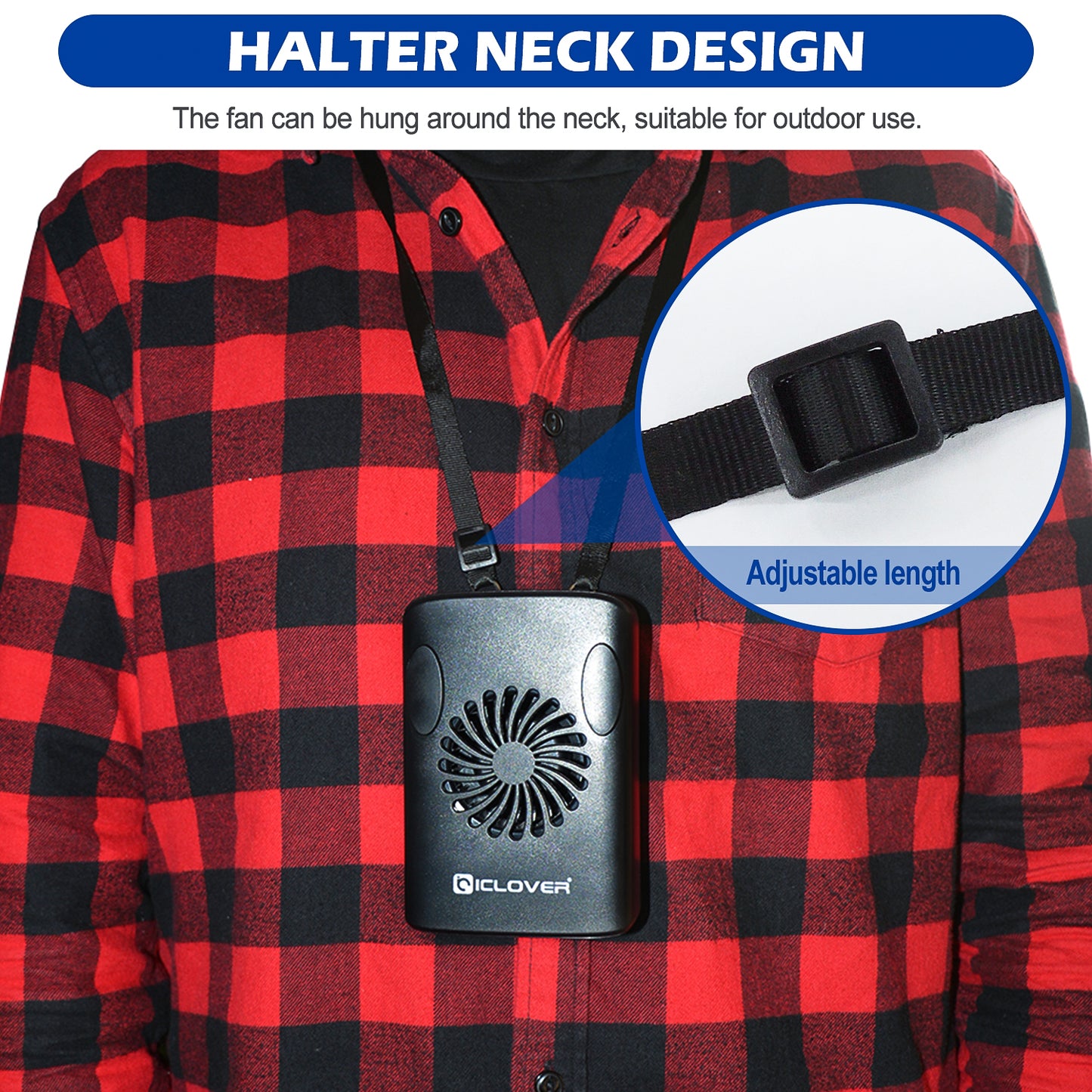 Mini Portable Hanging Waist Clip Fan, Personal USB Battery Operated Cooling Neck Halter Fan, Rechargeable Strong Airflow Hand-Free 3 Speeds Desk Fan for Home, Work & Outdoor Sport Running Hiking