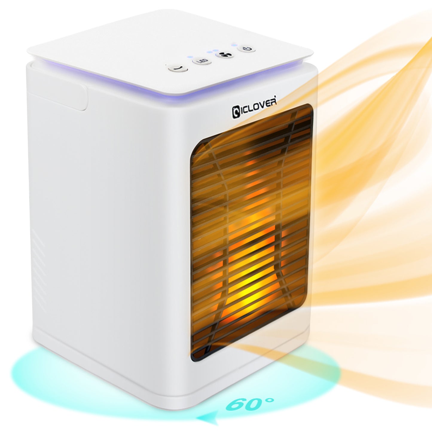 Portable Space Heater, 1500W Electric Swingable Fan Heater, Personal Adjustable Wind Fast Heating Fan with Night Light Timer Thermostat, Tip-Over & Overheat Protection, Quiet for Home Office Use