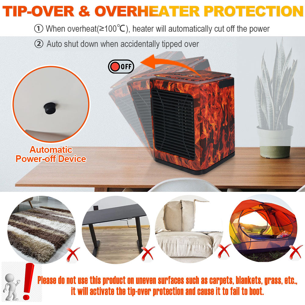Portable Space Heater, 1500W Electric Swingable Fan Heater, Personal Adjustable Wind Fast Heating Fan with Night Light Timer Thermostat, Tip-Over & Overheat Protection, Quiet for Home Office Use