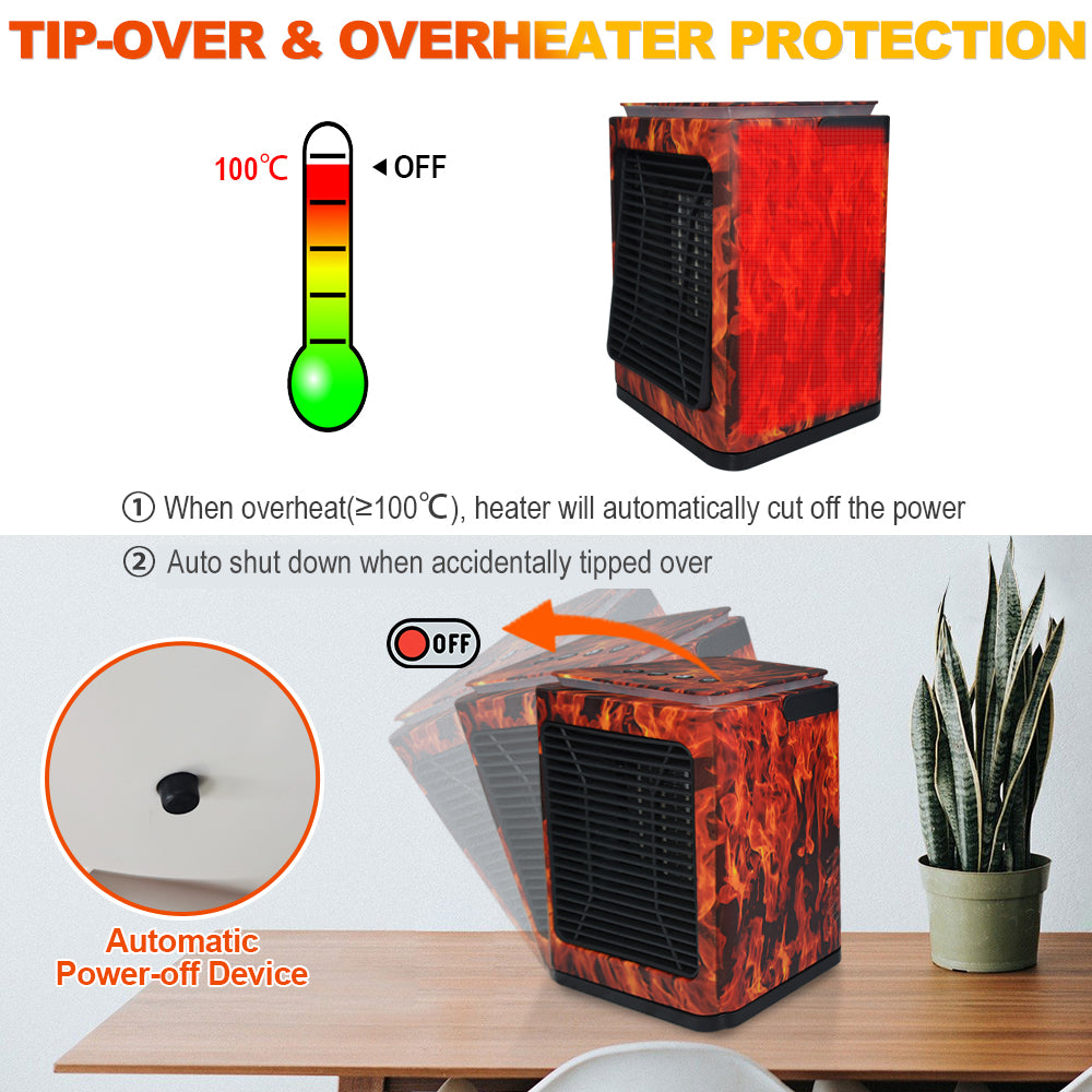 Portable Space Heater, 1500W Electric Swingable Fan Heater, Personal Adjustable Wind Fast Heating Fan with Night Light Timer Thermostat, Tip-Over & Overheat Protection, Quiet for Home Office Use