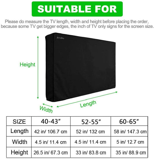 Outdoor TV Cover 60-65 Inches with Scratch Resistant Clear Screen Protector, Bottom Seal, 600D Oxford Weatherproof Dust Resistant Fits Most flat TV Mounts Stand with Remote Controller Storage Pocket