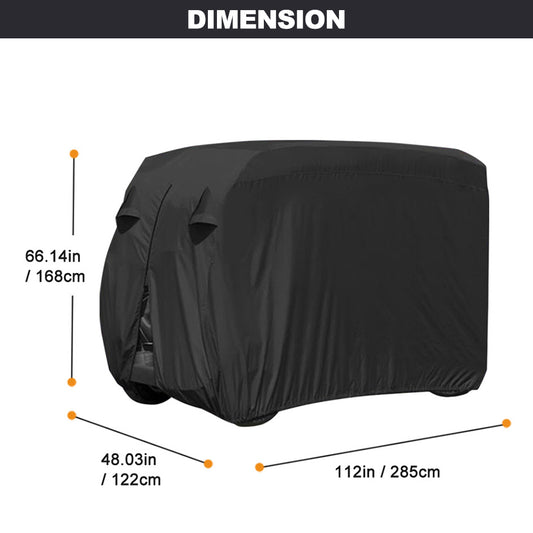 HOMEYA Golf Cart Cover,Waterproof Snowproof Golf Club Cover for 4 Passenger Seat Fit EZ GO,Club Car Precedent,Yamaha Drive Easy-On Golf Carts Cover with Rear Zipper Up to 112 Inch