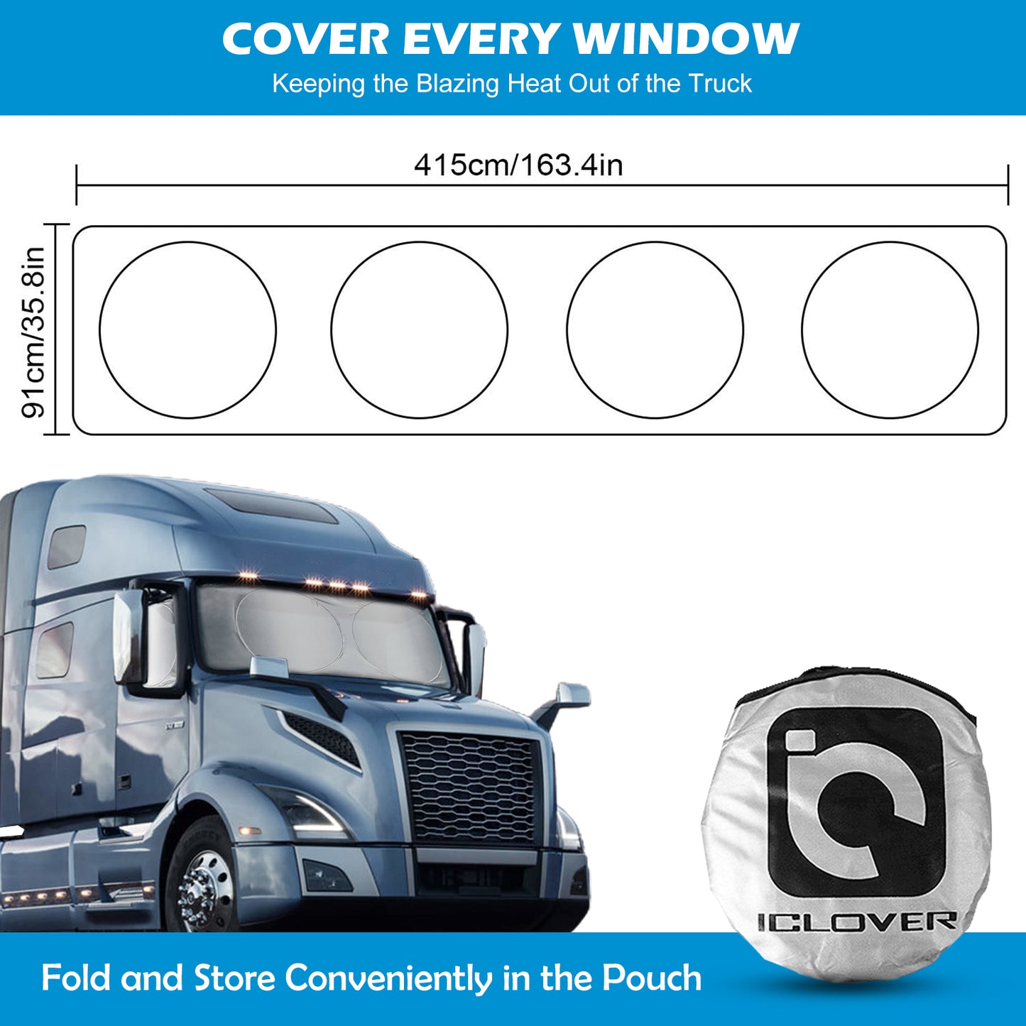 Semi-Truck Sun Shade for Windshield