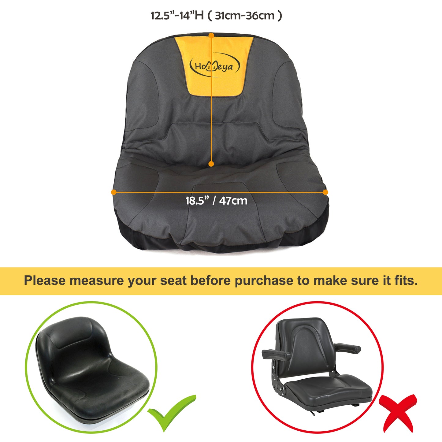 Riding Lawn Mower Seat Cover, Heavy Duty 600D Polyester Oxford Tractor Seat Cover with Padded Cushion Surface, Durable Waterproof Seat Cover Fits Craftsman,Cub Cadet,Kubota Lawn Mower Tractor