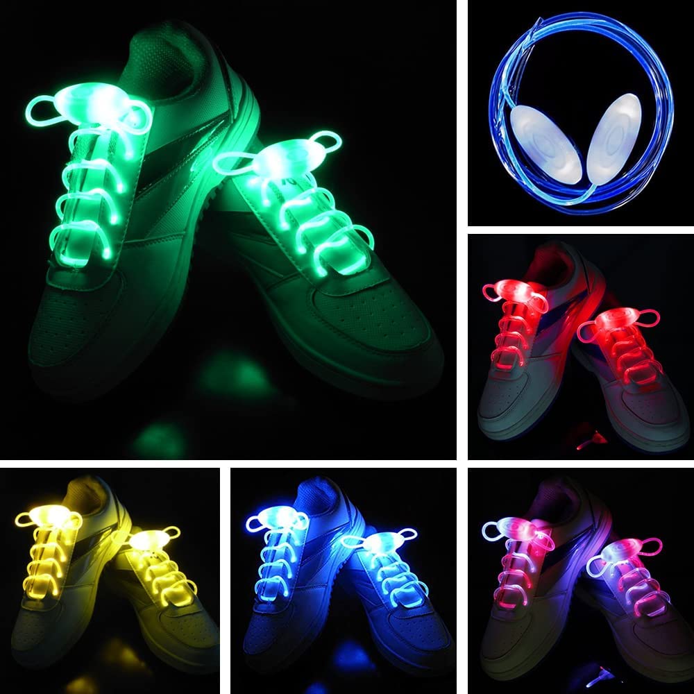 2win2buy 5 Pairs LED Light Up Shoelaces Casual Sneaker Waterproof Plastic Shoe Strings Halloween Christmas Party Disco Dancing Hip Pop Running Decorations Glow up Necessaries