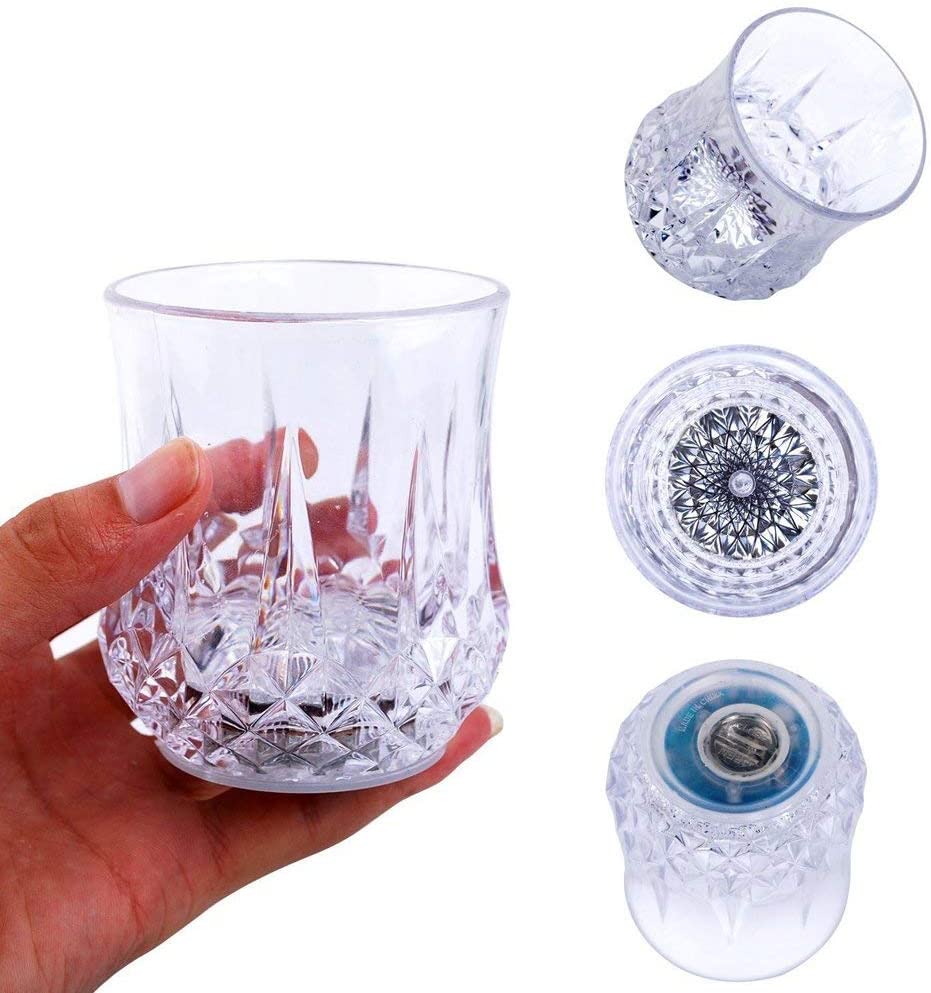 LED Cups 2win2buy 4 PACK Flashing Light up Automatic Water Activated Color Changing Wine Whisky Beer Cola Juice Drinkware Mugs Shot Glass for Bar Disco Night Club Party Halloween Christmas, Set of 4
