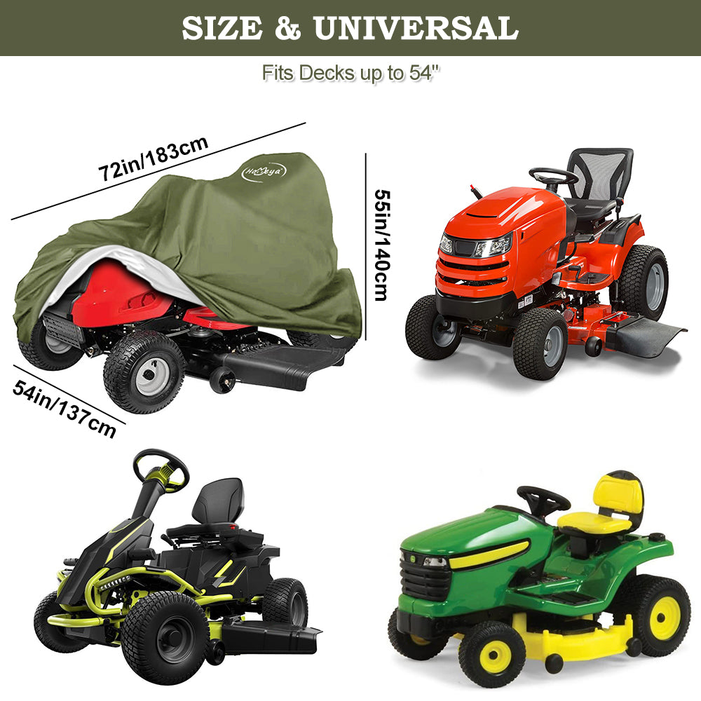 Riding Lawn Mower Cover, Heavy Duty Waterproof Polyester Oxford Tractor Cover UV & Dust & Water Resistant,Universal Fit Decks up to 54" with Drawstring & Storage Bag (Black)