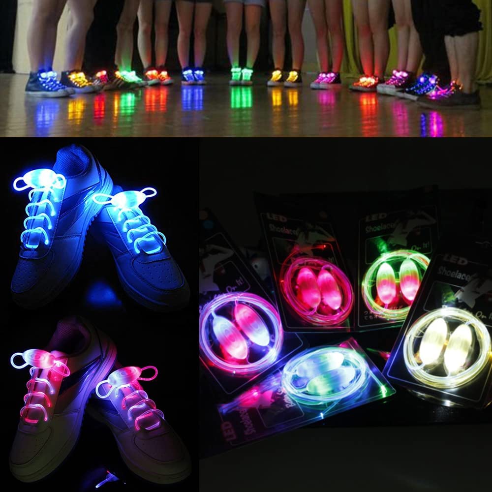 2win2buy 5 Pairs LED Light Up Shoelaces Casual Sneaker Waterproof Plastic Shoe Strings Halloween Christmas Party Disco Dancing Hip Pop Running Decorations Glow up Necessaries