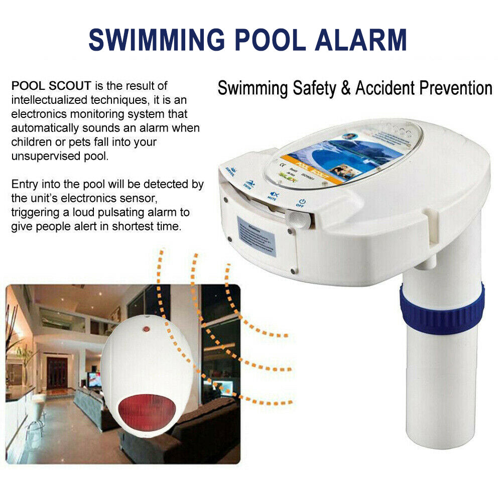 Swimming Pool Alarm, In-Ground Wireless Connection Pool Immersion Alarm Detector Rechargeable Battery Powered Underwater Motion Sensor for Kid Pet Safety Wireless Remote Receiver