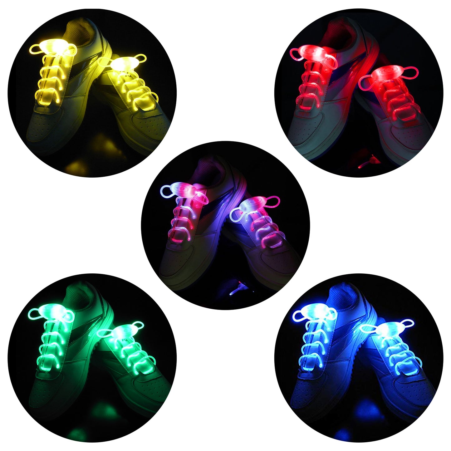 2win2buy 5 Pairs LED Light Up Shoelaces Casual Sneaker Waterproof Plastic Shoe Strings Halloween Christmas Party Disco Dancing Hip Pop Running Decorations Glow up Necessaries