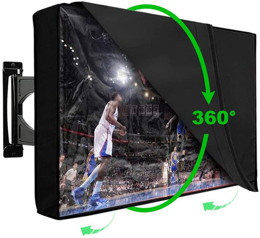 Outdoor TV Cover 60-65 Inches with Scratch Resistant Clear Screen Protector, Bottom Seal, 600D Oxford Weatherproof Dust Resistant Fits Most flat TV Mounts Stand with Remote Controller Storage Pocket