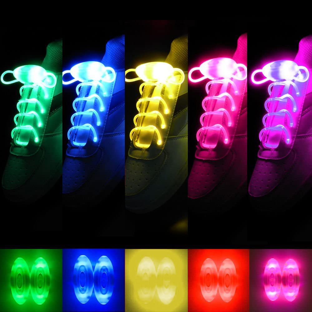 2win2buy 5 Pairs LED Light Up Shoelaces Casual Sneaker Waterproof Plastic Shoe Strings Halloween Christmas Party Disco Dancing Hip Pop Running Decorations Glow up Necessaries