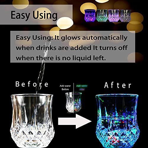 LED Cups 2win2buy 4 PACK Flashing Light up Automatic Water Activated Color Changing Wine Whisky Beer Cola Juice Drinkware Mugs Shot Glass for Bar Disco Night Club Party Halloween Christmas, Set of 4