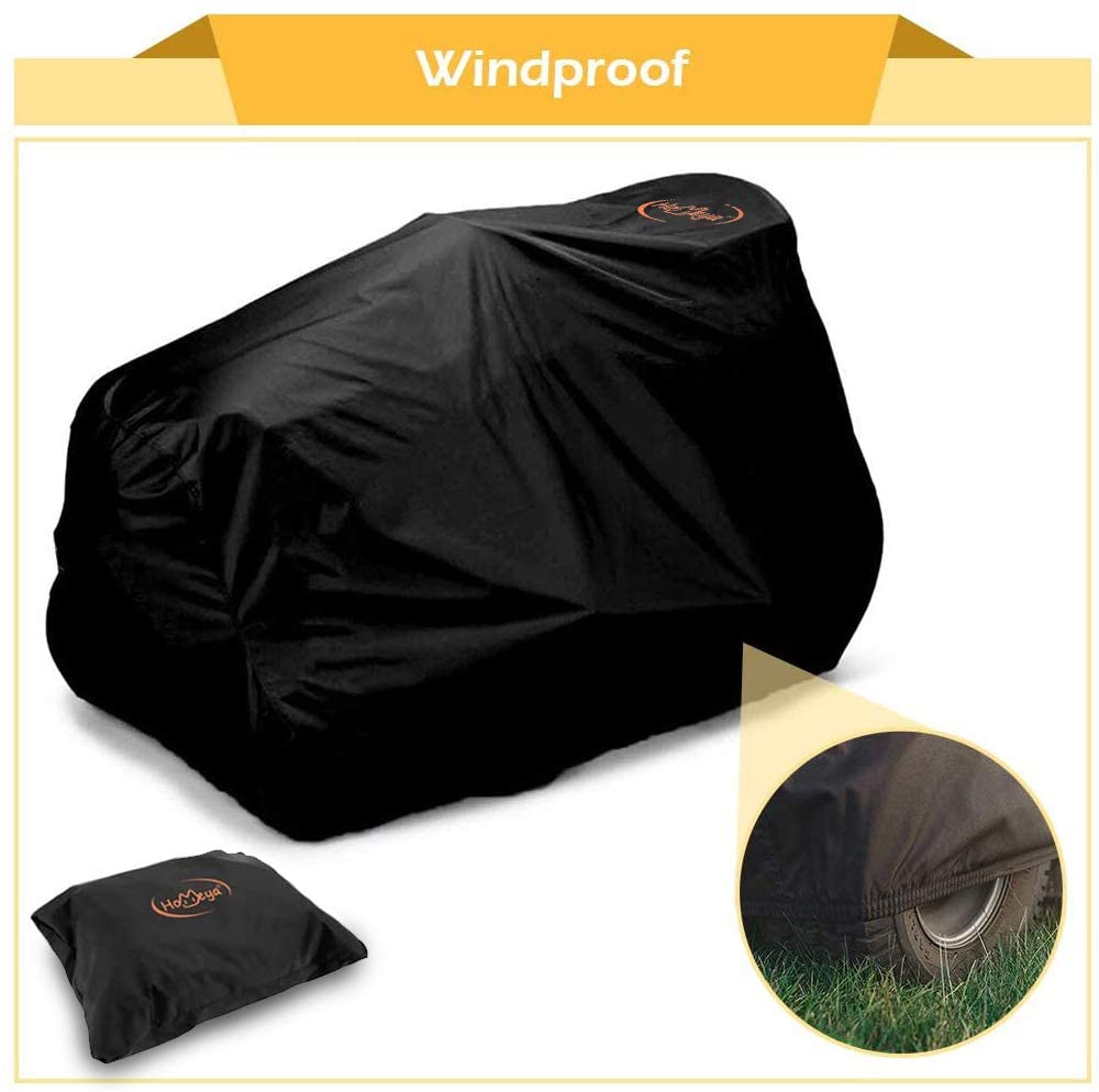 Riding Lawn Mower Cover, Heavy Duty Waterproof Polyester Oxford Tractor Cover UV & Dust & Water Resistant,Universal Fit Decks up to 54" with Drawstring & Storage Bag (Black)