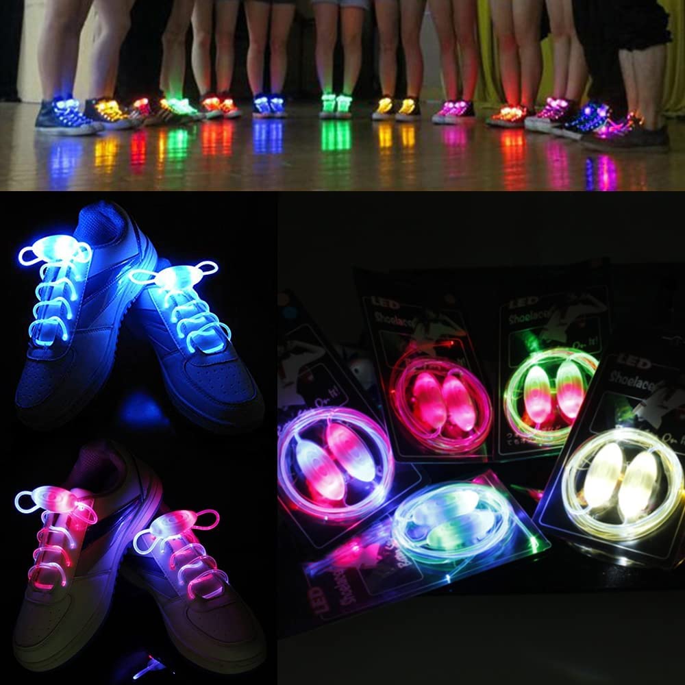 2win2buy 5 Pairs LED Light Up Shoelaces Casual Sneaker Waterproof Plastic Shoe Strings Halloween Christmas Party Disco Dancing Hip Pop Running Decorations Glow up Necessaries