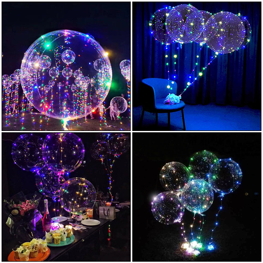 10 PCS LED Light Up Balloons, Clear BoBo Balloons with Colorful