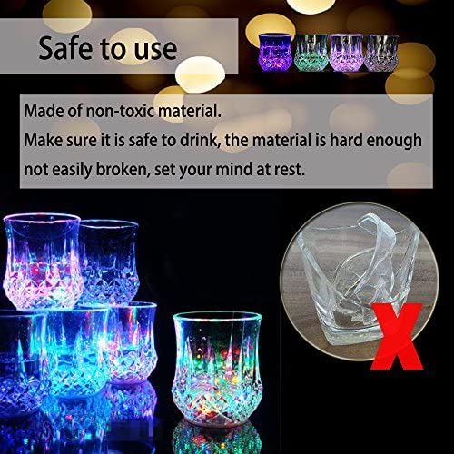 LED Cups 2win2buy 4 PACK Flashing Light up Automatic Water Activated Color Changing Wine Whisky Beer Cola Juice Drinkware Mugs Shot Glass for Bar Disco Night Club Party Halloween Christmas, Set of 4