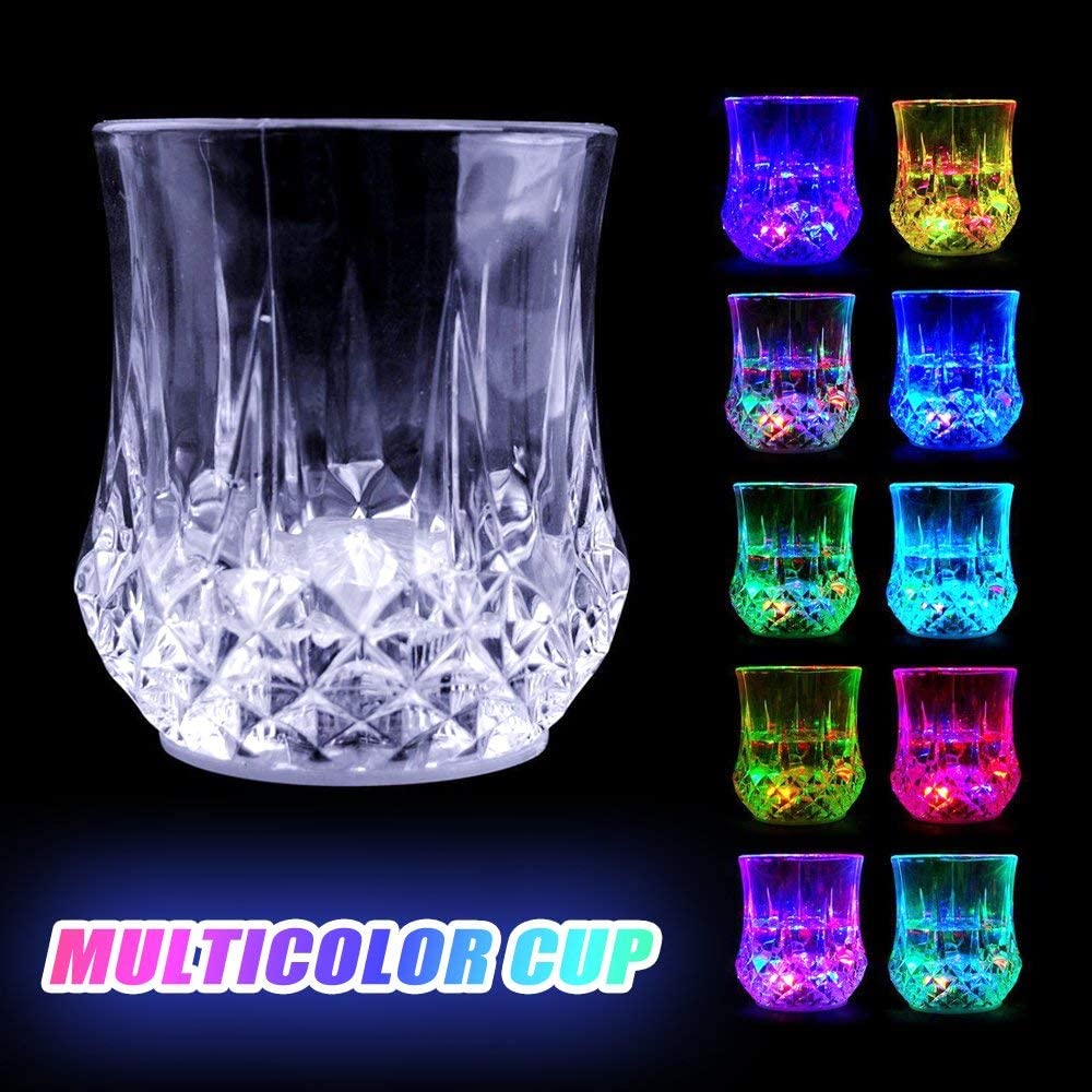 LED Cups 2win2buy 4 PACK Flashing Light up Automatic Water Activated Color Changing Wine Whisky Beer Cola Juice Drinkware Mugs Shot Glass for Bar Disco Night Club Party Halloween Christmas, Set of 4